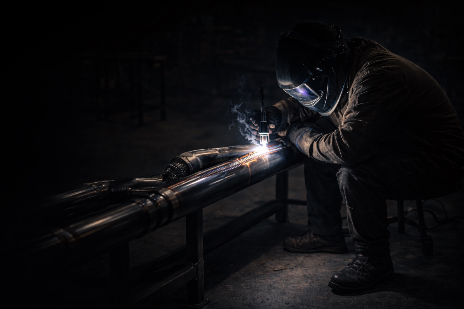 Welder working in a fabrication shop
